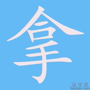 《拿》的笔顺动画写字动画演示