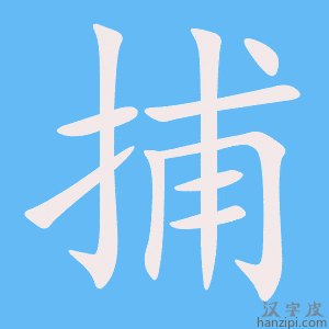 《捕》的笔顺动画写字动画演示