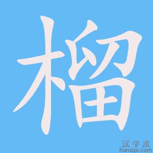 《榴》的笔顺动画写字动画演示