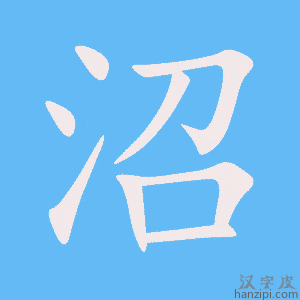《沼》的笔顺动画写字动画演示