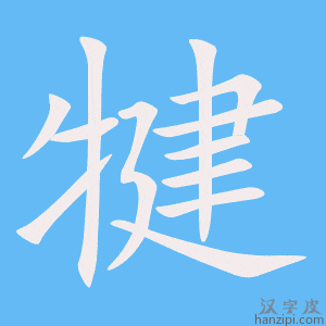 《犍》的笔顺动画写字动画演示