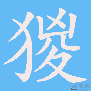《猣》的笔顺动画写字动画演示
