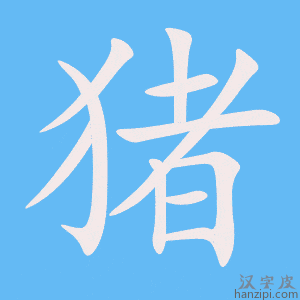 《猪》的笔顺动画写字动画演示
