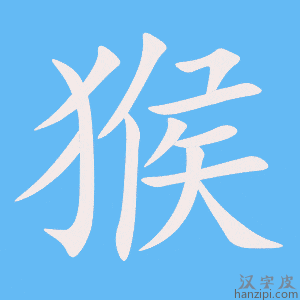 《猴》的笔顺动画写字动画演示