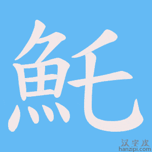 《魠》的笔顺动画写字动画演示
