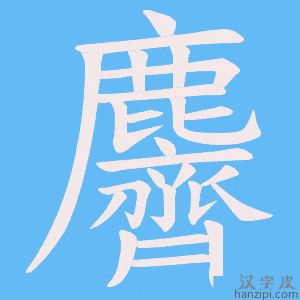 《麡》的笔顺动画写字动画演示