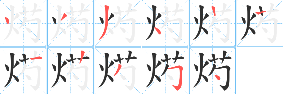 烵字笔画、笔顺、笔划 - 烵字怎么写?