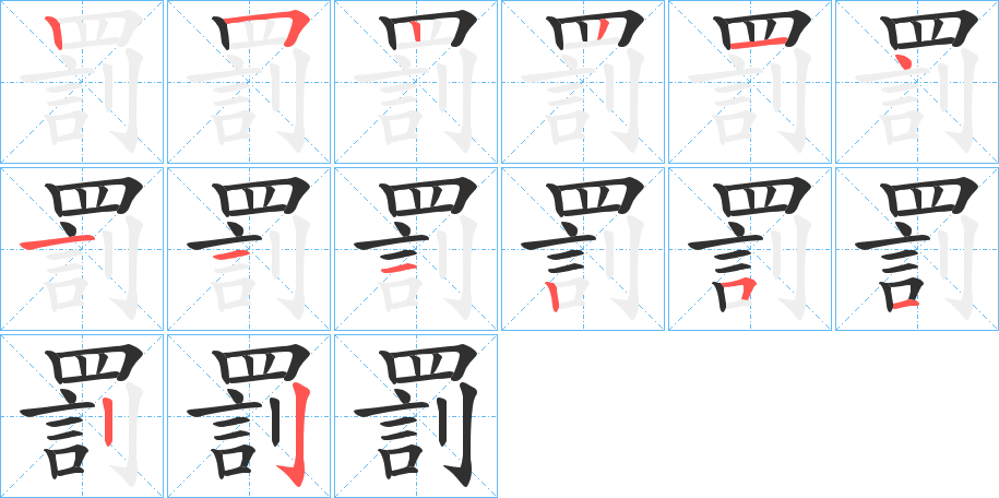 罰字笔画、笔顺、笔划 - 罰字怎么写?