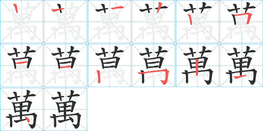 萬字笔画、笔顺、笔划 - 萬字怎么写?