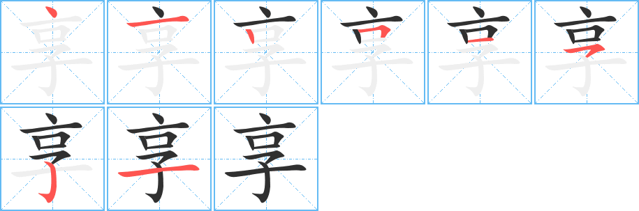 《享》的笔顺分步演示（一笔一画写字）