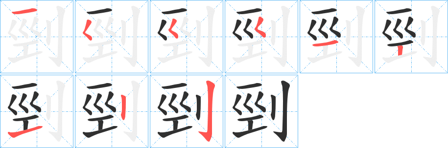 《剄》的笔顺分步演示（一笔一画写字）