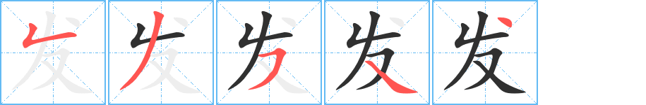 《发》的笔顺分步演示（一笔一画写字）