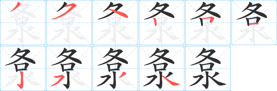 《洜》的笔顺分步演示（一笔一画写字）