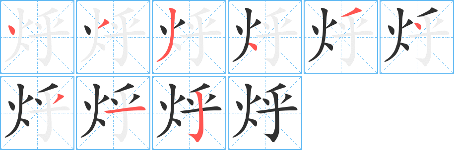 《烀》的笔顺分步演示（一笔一画写字）