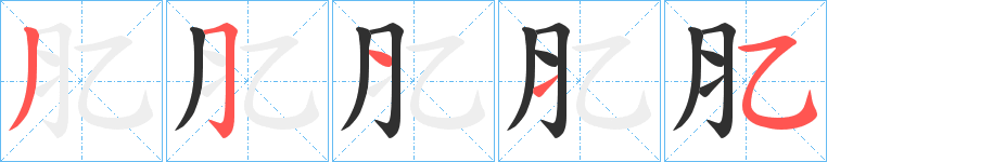 《肊》的笔顺分步演示（一笔一画写字）