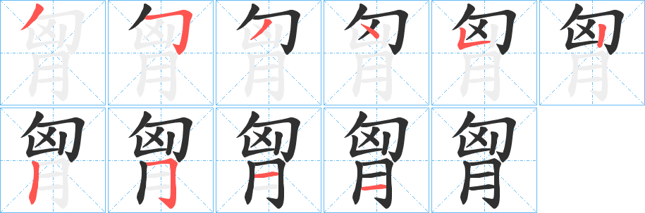 《胷》的笔顺分步演示（一笔一画写字）