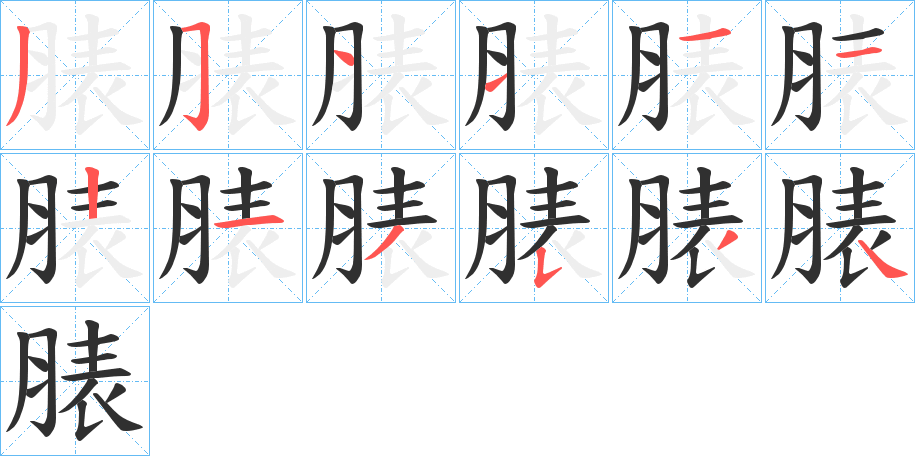 《脿》的笔顺分步演示（一笔一画写字）