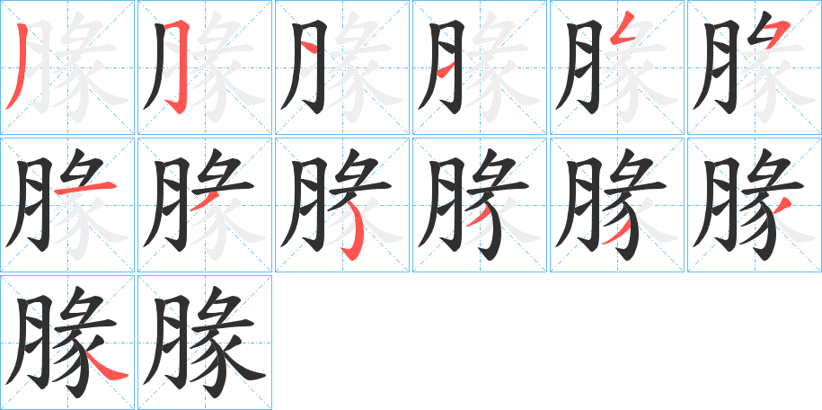 《腞》的笔顺分步演示（一笔一画写字）