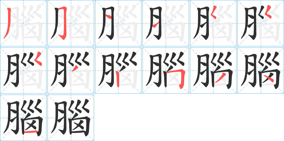 《腦》的笔顺分步演示（一笔一画写字）
