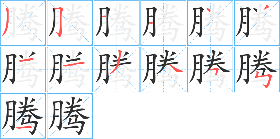 《腾》的笔顺分步演示（一笔一画写字）