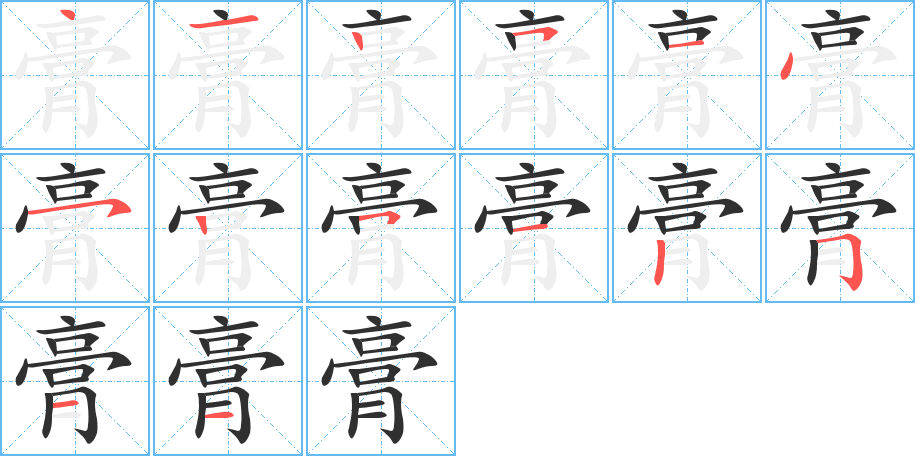 《膏》的笔顺分步示意