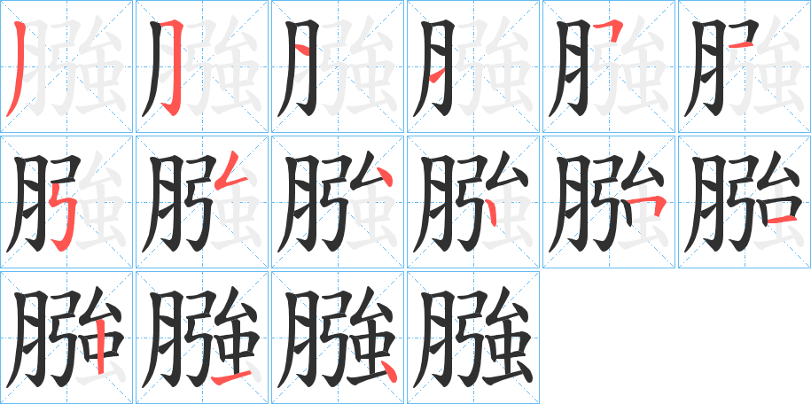《膙》的笔顺分步演示（一笔一画写字）