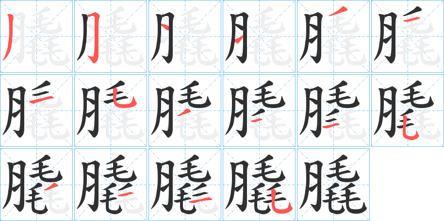 《膬》的笔顺分步演示（一笔一画写字）