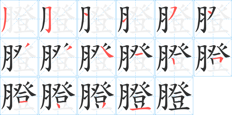 《膯》的笔顺分步演示（一笔一画写字）