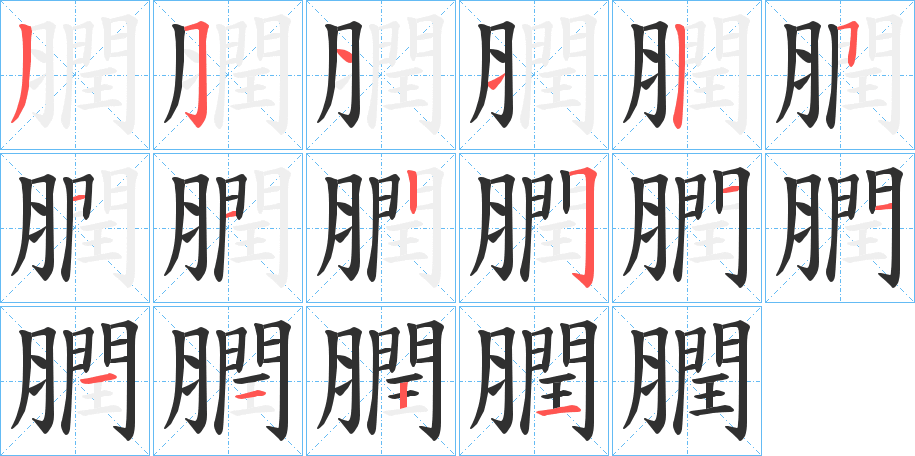 《膶》的笔顺分步演示（一笔一画写字）