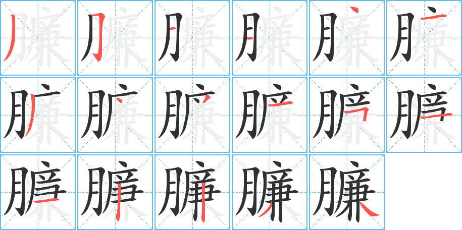 《臁》的笔顺分步演示（一笔一画写字）