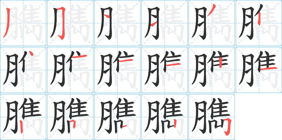 《臇》的笔顺分步演示（一笔一画写字）
