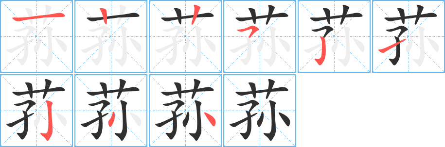 《荪》的笔顺分步演示（一笔一画写字）