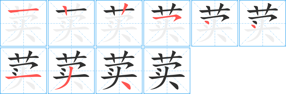《荬》的笔顺分步演示（一笔一画写字）
