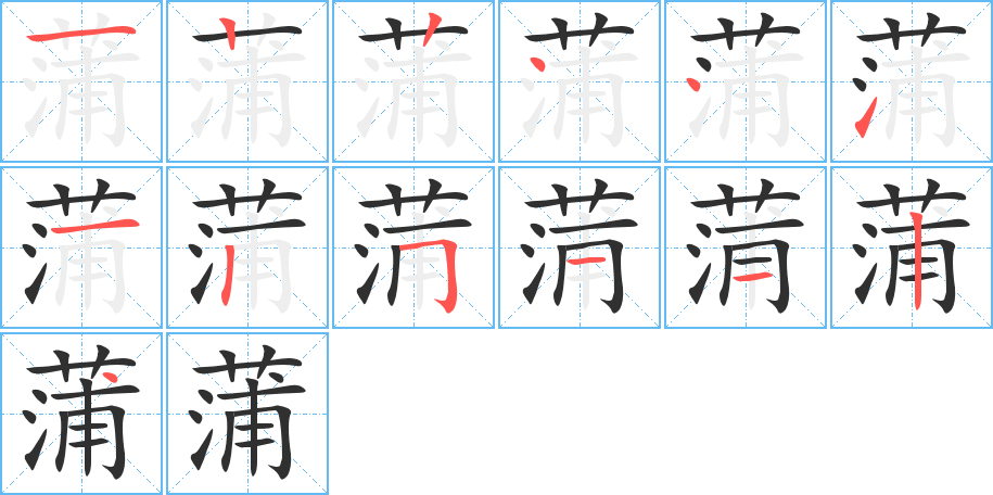 《蒲》的笔顺分步演示（一笔一画写字）