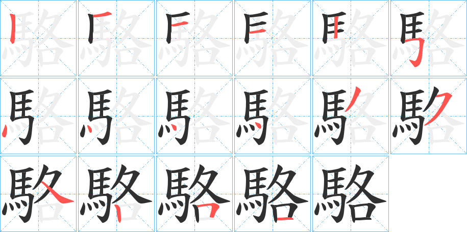 《駱》的笔顺分步演示（一笔一画写字）