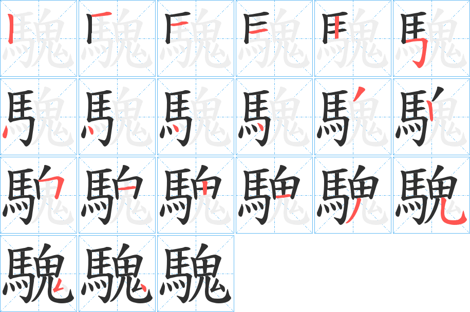 《騩》的笔顺分步演示（一笔一画写字）