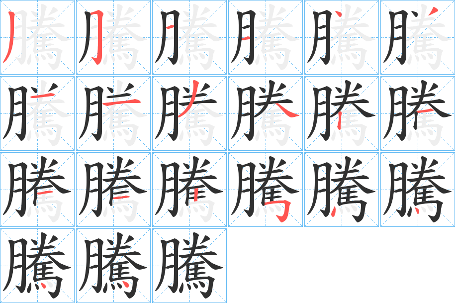 《騰》的笔顺分步演示（一笔一画写字）