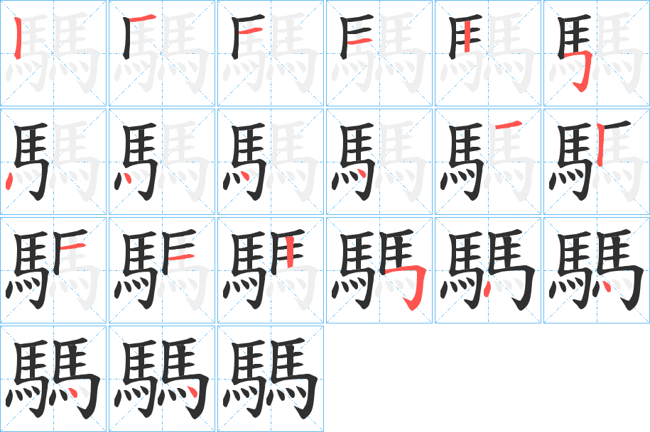 《騳》的笔顺分步演示（一笔一画写字）