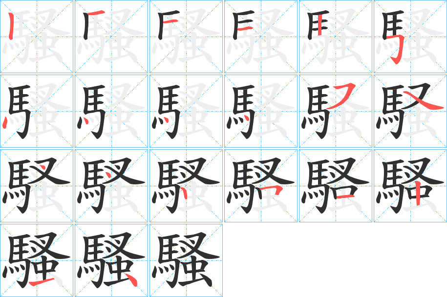 《騷》的笔顺分步演示（一笔一画写字）