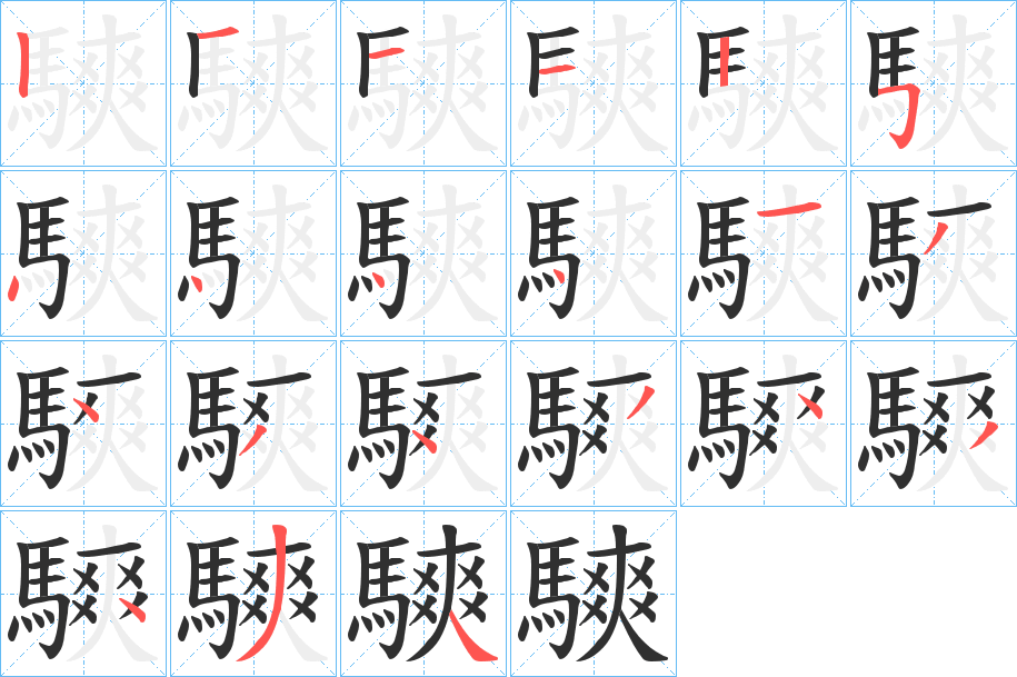 《騻》的笔顺分步演示（一笔一画写字）