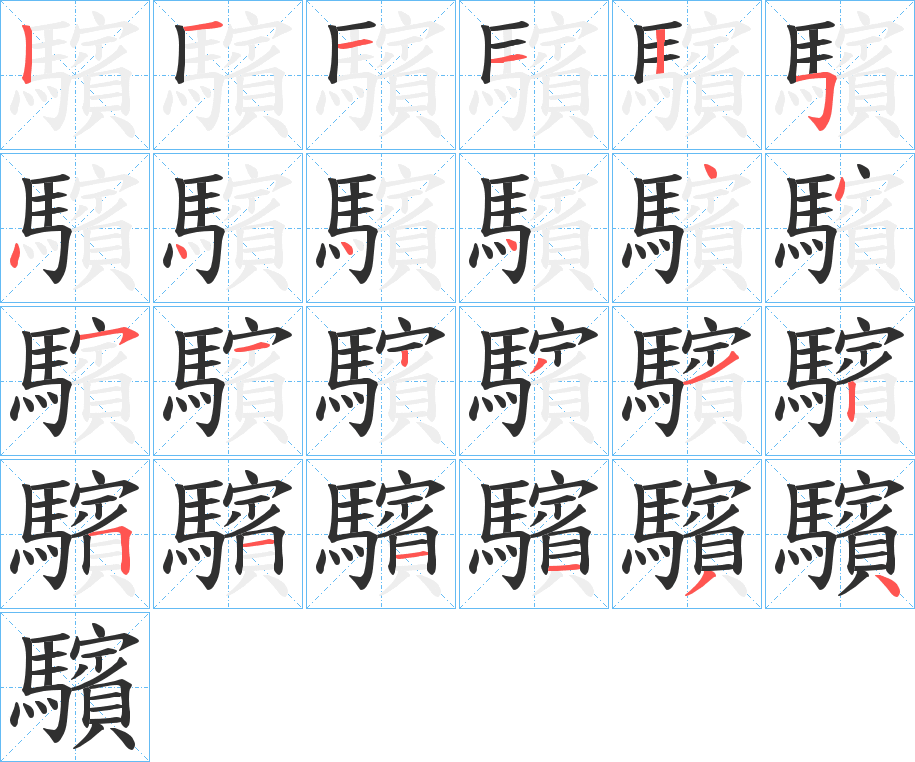 《驞》的笔顺分步演示（一笔一画写字）
