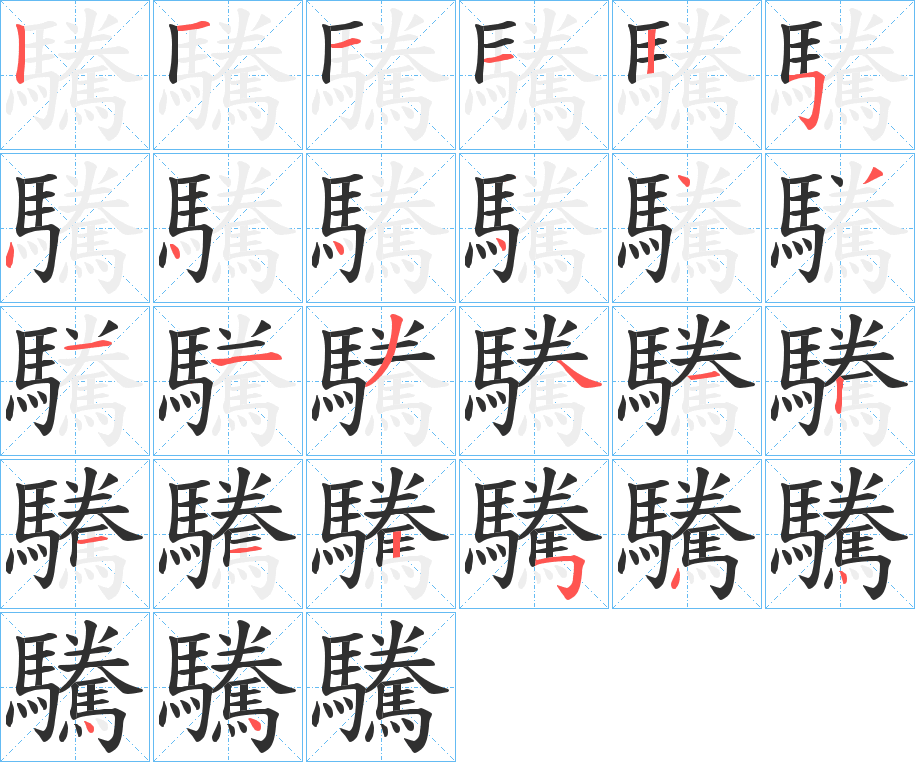 《驣》的笔顺分步演示（一笔一画写字）