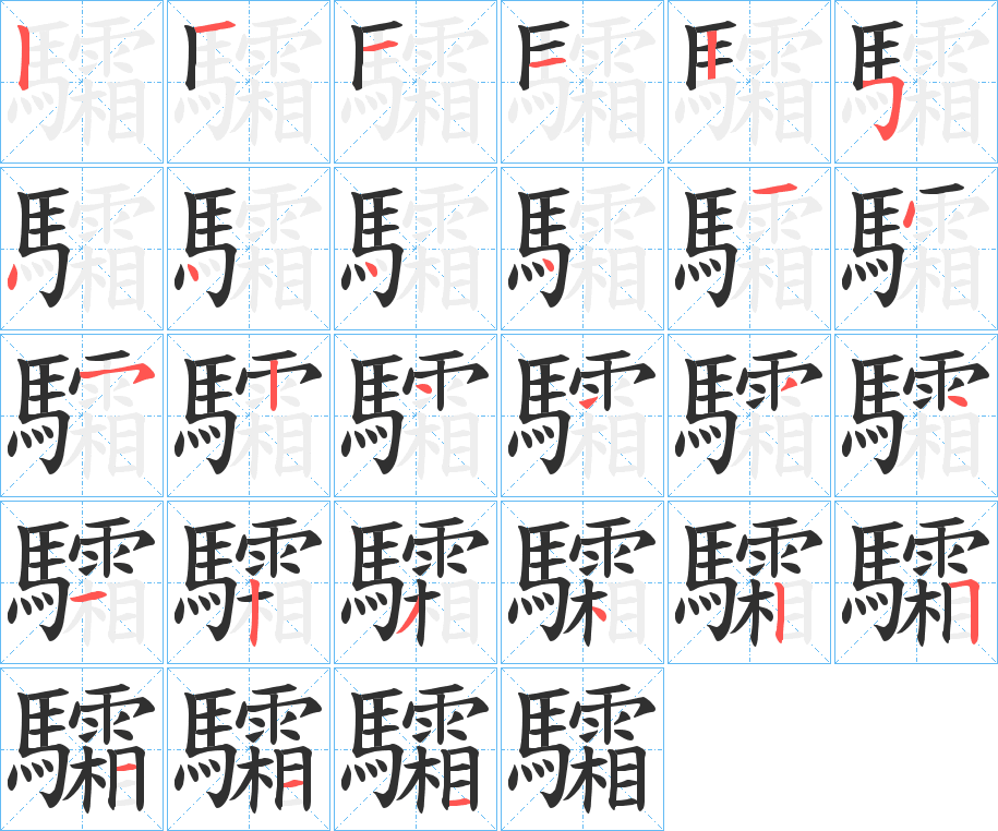 《驦》的笔顺分步演示（一笔一画写字）