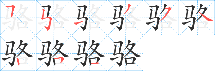 《骆》的笔顺分步演示（一笔一画写字）