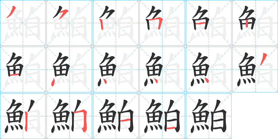 《鮊》的笔顺分步演示（一笔一画写字）