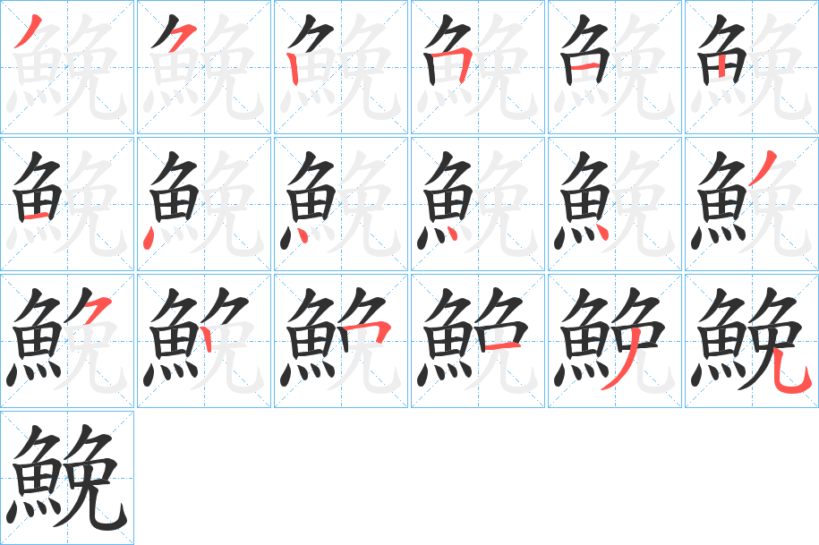 《鮸》的笔顺分步演示（一笔一画写字）