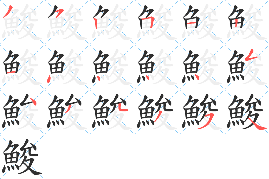 《鮻》的笔顺分步演示（一笔一画写字）