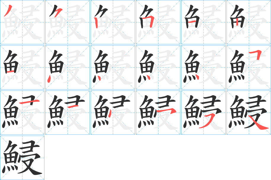 《鮼》的笔顺分步演示（一笔一画写字）