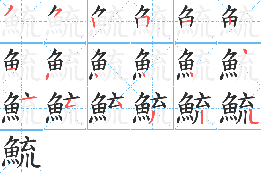 《鯍》的笔顺分步演示（一笔一画写字）