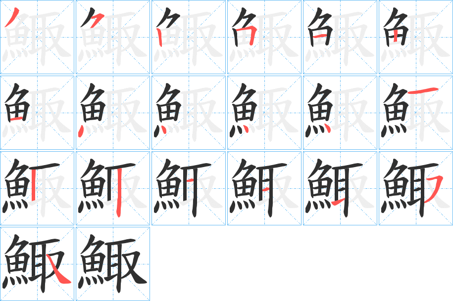 《鯫》的笔顺分步演示（一笔一画写字）
